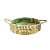 Bandeja Média em Rattan com Detalhes Verde 9 cm x 42 cm x 30 cm - Prime home decor