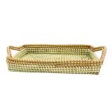 Bandeja Média em Rattan Marrom e Azul 10 cm x 54 cm x 24 cm - Prime home decor