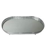 Bandeja metal c/espelho oval flower edge prata peq 32 x 16,5 x 3 cm - Urban