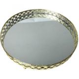 Bandeja Metal com Espelho Round X Edge Dourada 3,7cmx4,1cmx26,2cm Dourado - Urban