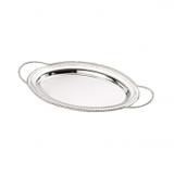 Bandeja Oval Alça Zamac 22,6cmx13,5cm Lyor Prata