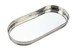 Bandeja Oval Metal Espelhada Prata C/Borda Detalhada Pequena - Vn