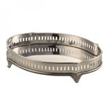 Bandeja Oval Pé Latão 19cm Lyor Prata