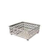 Bandeja Prata em Metal com Espelho 12,5x12,5x5 cm - Gomes decor