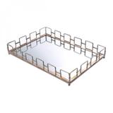 Bandeja Quadrada de Zamac Olga Pequena com Fundo Espelhado 40cmx26,5cmx8cm Rojemac Cinza