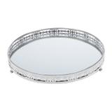Bandeja Redonda de Ferro com Espelho Prata 29cm Bunch Prestige - Rojemac