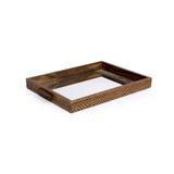Bandeja retangular em madeira com alça Decorglass 45x31cm