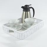 Bandeja Tradicional Multiuso c/ Alça Fibra Sintética 35x25x06 - Branco - Allstate