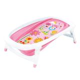 Banheira de bebê portátil dobrável flexível Rosa Color Baby