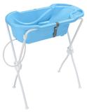 Banheira Ergonômica Azul Banho Bebe Com Suporte E Mangueira Tutti baby