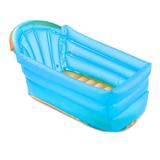 Banheira Infantil Bêbe Inflável Portátil Cor Azul + Brinde - Multikids