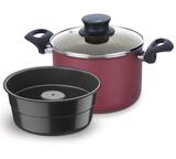 Banho-maria Anitaderente com Tampa de Vidro Paris Tramontina - Vermelho / 20 Cm / 4.5 Lt