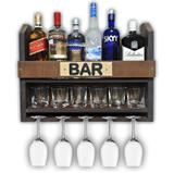 Bar Barzinho Adega Suporte de Parede Para Whisky Vinhos Bebidas 60x45cm Tabaco Fosco - Soul fins