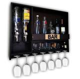 Bar Barzinho De Parede Adega Vinhos Bebidas Com Dosador Duplo 83x60cm Tabaco Fosco - Soul fins