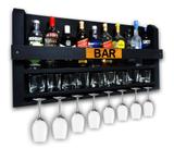 Bar Barzinho Suporte De Parede Adega Vinhos Bebidas 100x45cm Preto Fosco - Soul fins