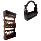 Bar de Parede Rústico Art Madeira até 8 Garrafas + Cesta Porta Cervejas Artesanais até 3 Garrafas - Arte em madeira