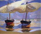 Barcos na Praia - Sorolla Tela Pequena Para Quadro - Santhatela