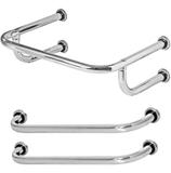 Barra De Apoio Para Lavatório 50x65cm + 2 Barra Reta De 80cm - Metalcromo