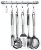 Barra para pendurar utensílios de cozinha na parede incluso 6 ganchos - Arthi