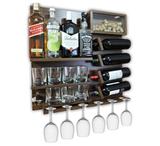 Barzinho Adega Para Sala Aparador De Parede Vinhos Bebidas Madeira MDF 66x64cm Imbuia - Soul fins
