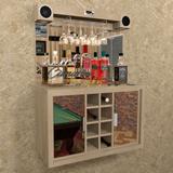 Barzinho De Parede COM CAIXA DE SOM - 8 adegas , Porta copos, Porta Taças E Iluminação - Bar17 - Camarim móveis