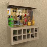 Barzinho Para 12 Garrafas e Porta Taça E LED - BAR01 CARVALHO - Camarim móveis