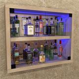 Barzinho Suspenso Tipo Cristaleira, com Iluminação RGB espelho e porta de vidro - Bar28 - Camarim móveis