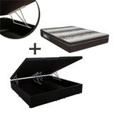 Base Box Baú Casal Bipartido Suede Preto (32x138x188) + Colchão Light Ortopédico D28 Casal (24x138x188) Ortobom - Sofá mix