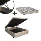 Base Box Baú Casal Suede Bege (32x138x188) + Colchão Physical Ultra Resistente D26 Casal (20x138x188) Ortobom - Sofá mix