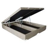 Base Box Baú King Bipartido Suede Bege (32x198x203) SP Móveis