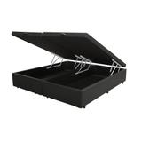 Base Box Baú Queen Bipartido Co. Sintético Preta (32x158x188) SP Móveis