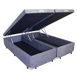 Base Box Baú Queen Bipartido SP Móveis Suede Cinza - 30x158x198