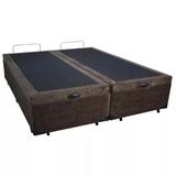 Base Box Baú Queen Bipartido SP Móveis Suede Marrom - 45x158x198