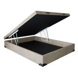 Base para Cama Box Casal Premium com Baú (45x138x188) Suede Pena Bege - Mobly