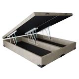 Base para Cama Box Queen Premium com Baú Suede Pena (45x158x198) Bege - Mobly
