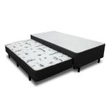 Base para Cama Box Solteiro Bela com Cama Auxiliar Preta e Estampada - Mobly
