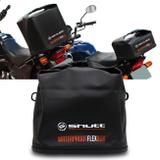Baú Bauleto Moto 42 Litros Dobrável Shutt Universal Bauflex Bagageiro Flexível Lona PVC Preto