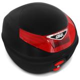 Baú Moto Bauleto 26 Litros Givi E-260N Micro 2 Preto E Vermelho Bagageiro Universal Com Chave