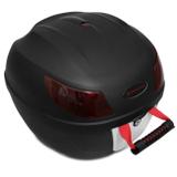 Baú Moto Bauleto 26 Litros Shutt Universal Preto e Branco Com Chave e Base de Fixação Refletores 27