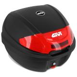 Baú Moto Bauleto 30 Litros Givi E300N Monolock Bagageiro Universal Com Chave Preto Vermelho