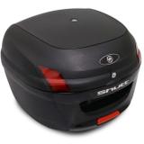 Baú Moto Bauleto 34 Litros Shutt Universal Preto Bagageiro Chave Base de Fixação e Refletores 33 35