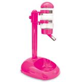 Bebedouro com comedouro ajustável para cães gatos rosa - Chalesco