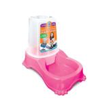 Bebedouro Comedouro Automático Dupla Função Cachorro E Gato Rosa - My pet