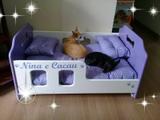 Berço Cama para Cães em Madeira - Tamanho M 68x45 - Cor Pink - Artesanato jsl pet