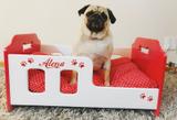 Berço Cama para Cães em Madeira - Tamanho M 68x45 - Cor Pink - Artesanato jsl pet