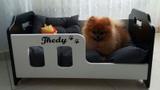 Berço Cama para Cães em Madeira - Tamanho M 68x45 - Cor Preto - Artesanato jsl pet