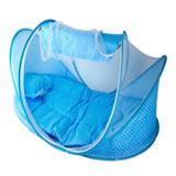 Berço Mosquiteiro Infantil Portátil Cama Colchão - Cor Azul - Rpc
