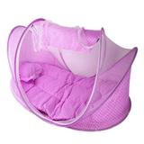 Berço Mosquiteiro Portátil Proteção Cama Colchão - Cor Rosa - Xd