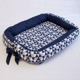 Berço Portátil Bebe Menino Ninho Redutor Triangulo Azul Marinho e Cinza - BabyRU - Doce lar enxovais