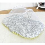 Berço Portátil com Mosqueteiro Chevron Cinza e Amarelo - Bruna baby enxovais